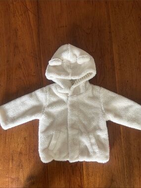 Magnetic Me Cream Fuzzy Hooded Baby Puffer with Bear Ears